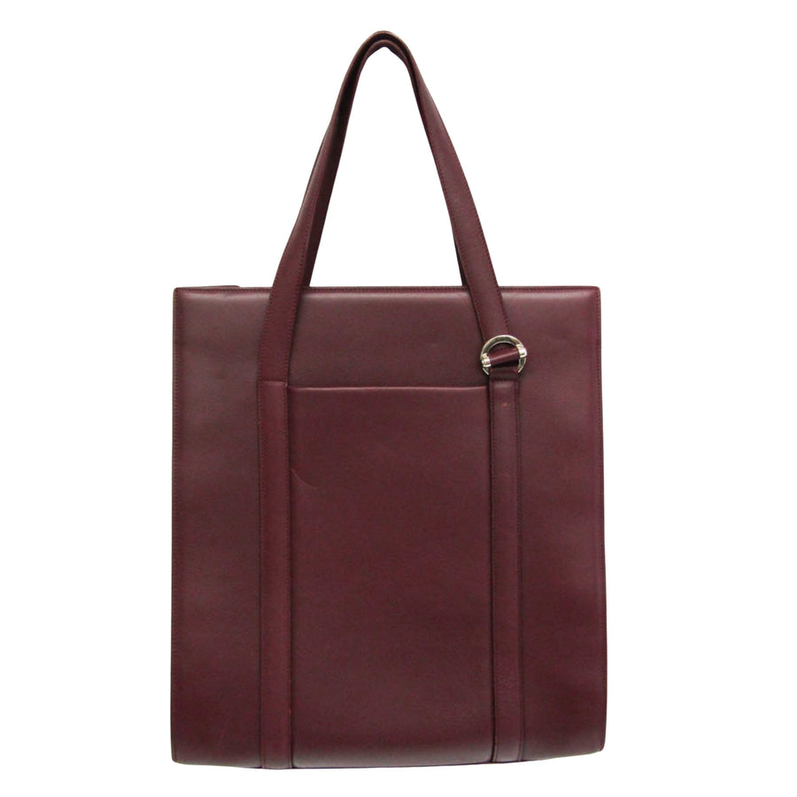 Cartier Leather Tote Bag Burgundy Style