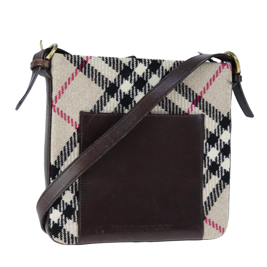 Burberry Beige Wool Leather Crossbody Bag