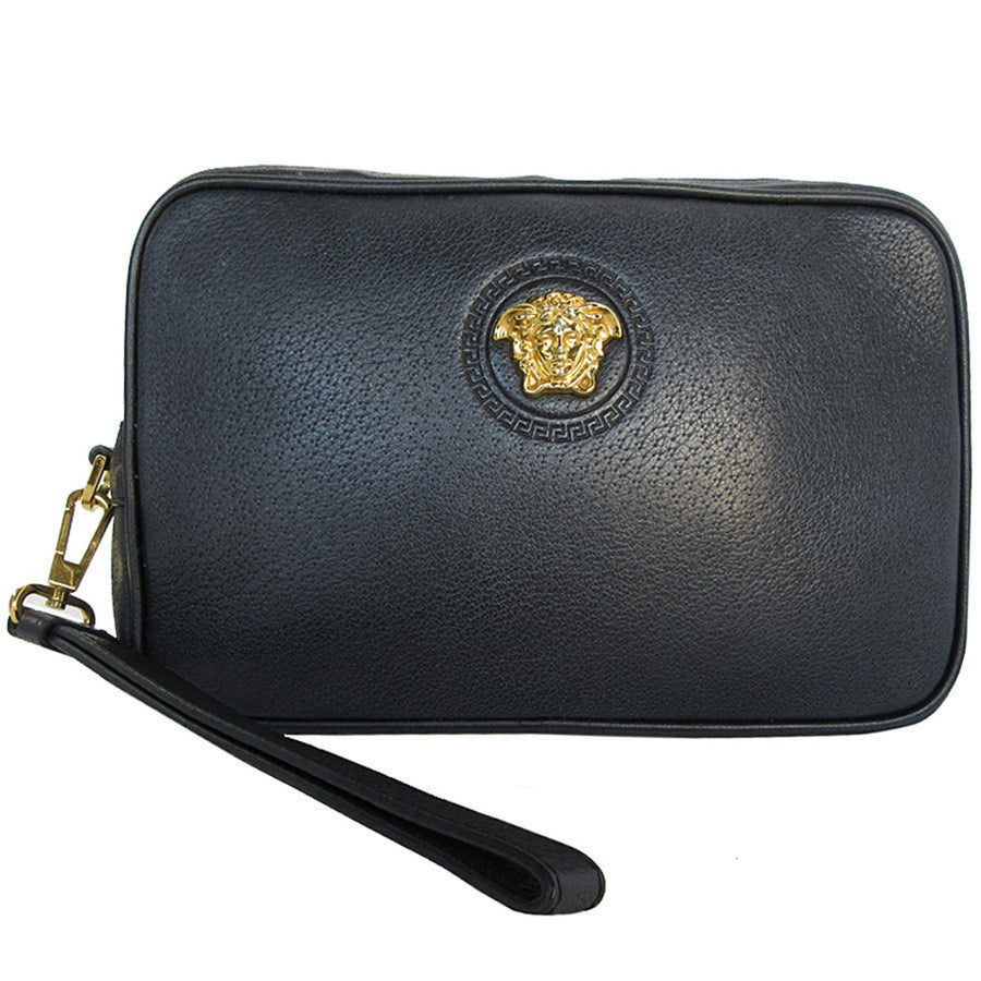 Versace Medusa Head Clutch Leather Wristlet