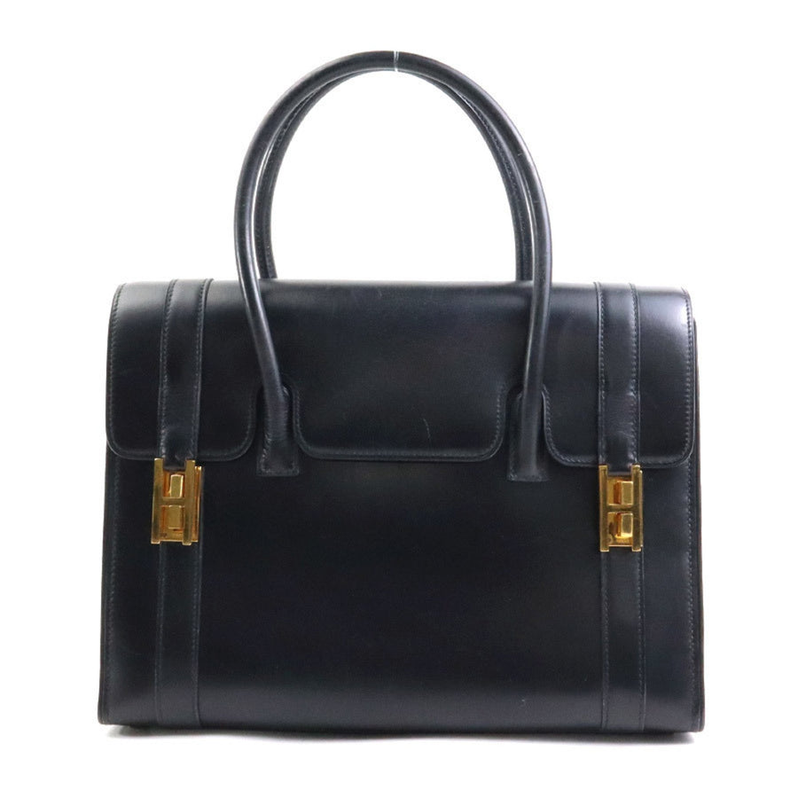 Hermes Haut  Courroies Black Leather Handbag