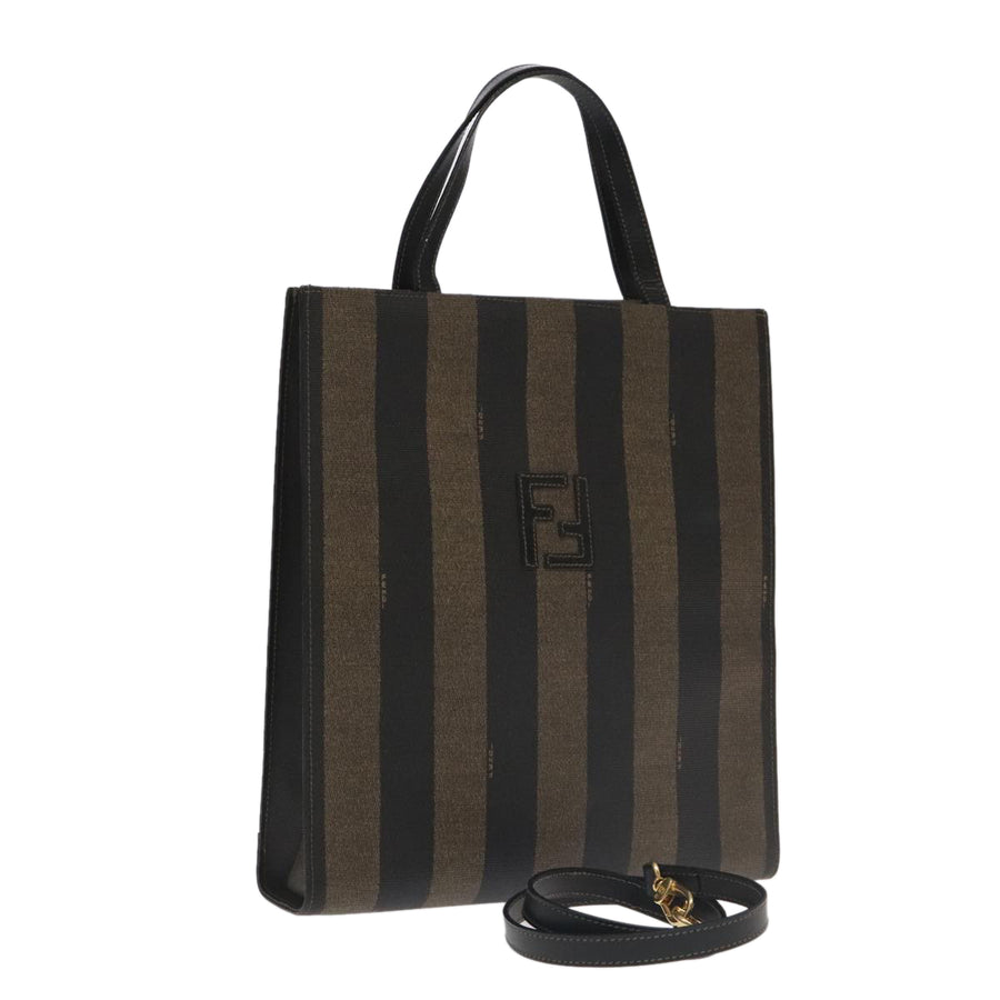Fendi FF Striped Shopping Tote Bag