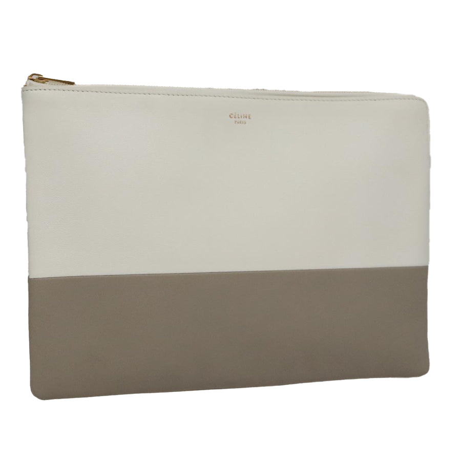 Celine Leather Clutch Two-Tone Design