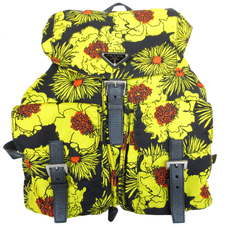 Prada Floral Backpack YellowBlack