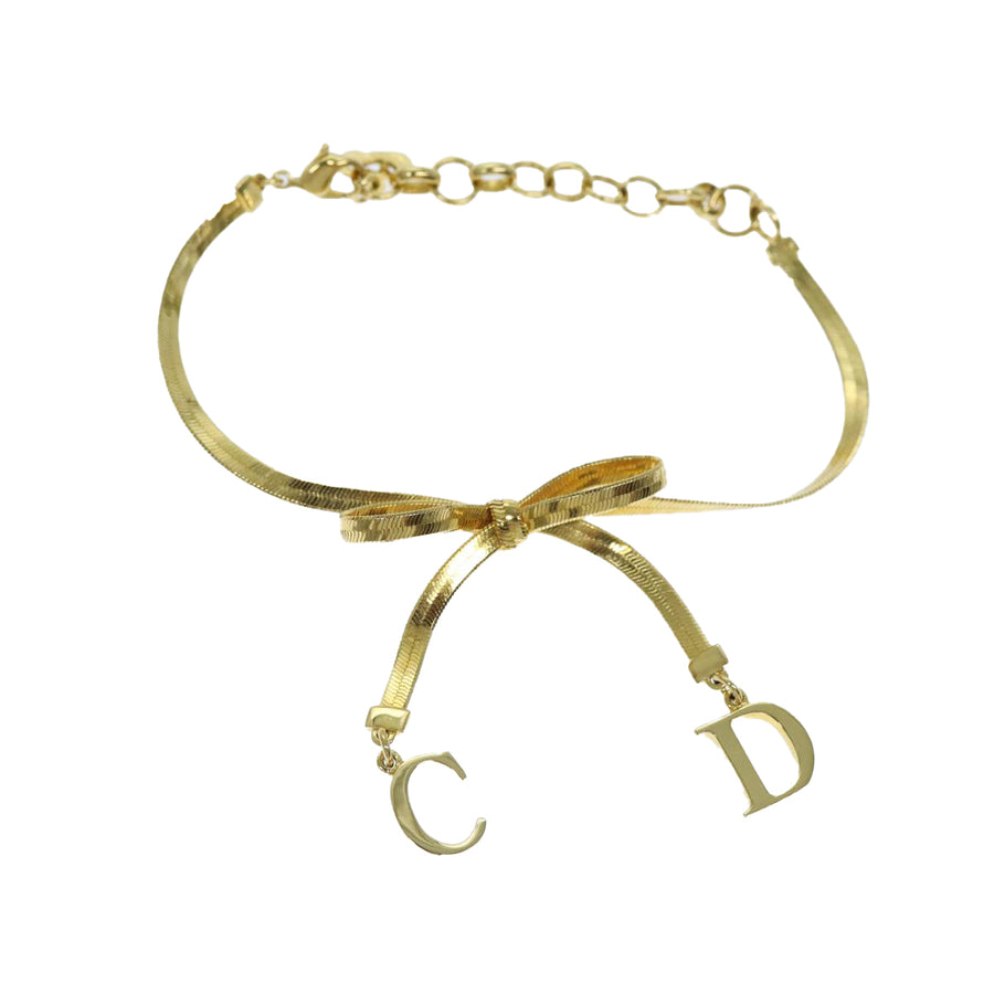 Dior CD Initial Bow Bracelet Gold Metal Charm Bracelet
