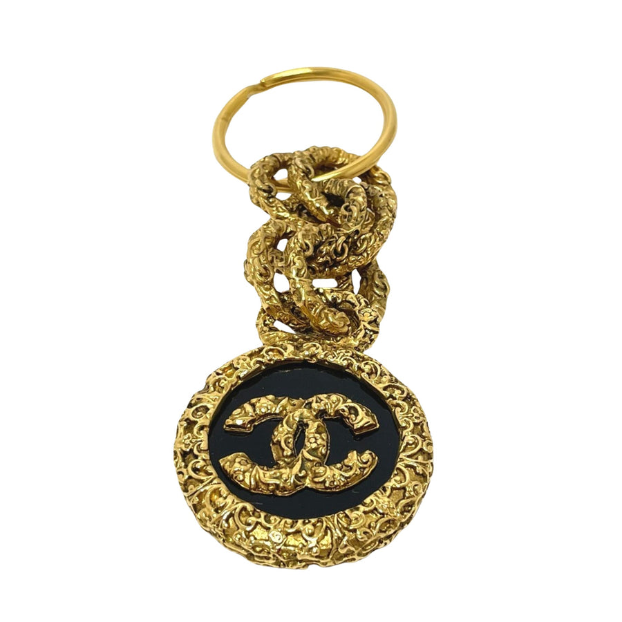 Chanel Vintage Keychain Gold Black