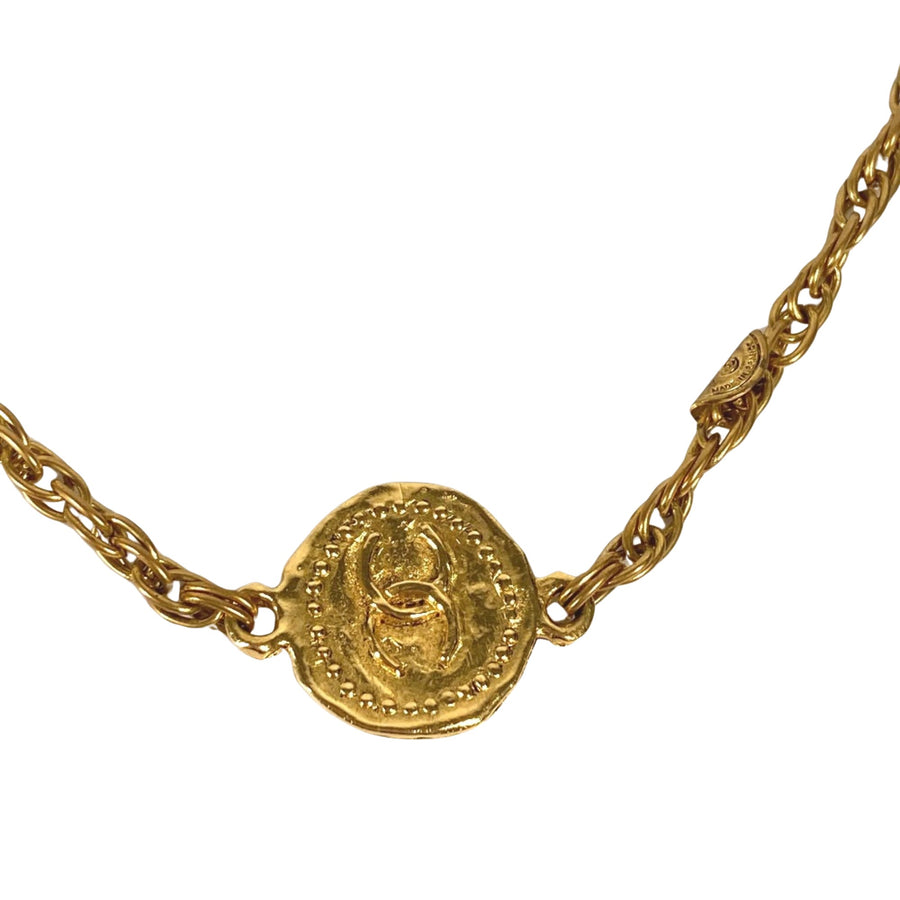 Chanel Vintage Medallion Necklace Gold Chain