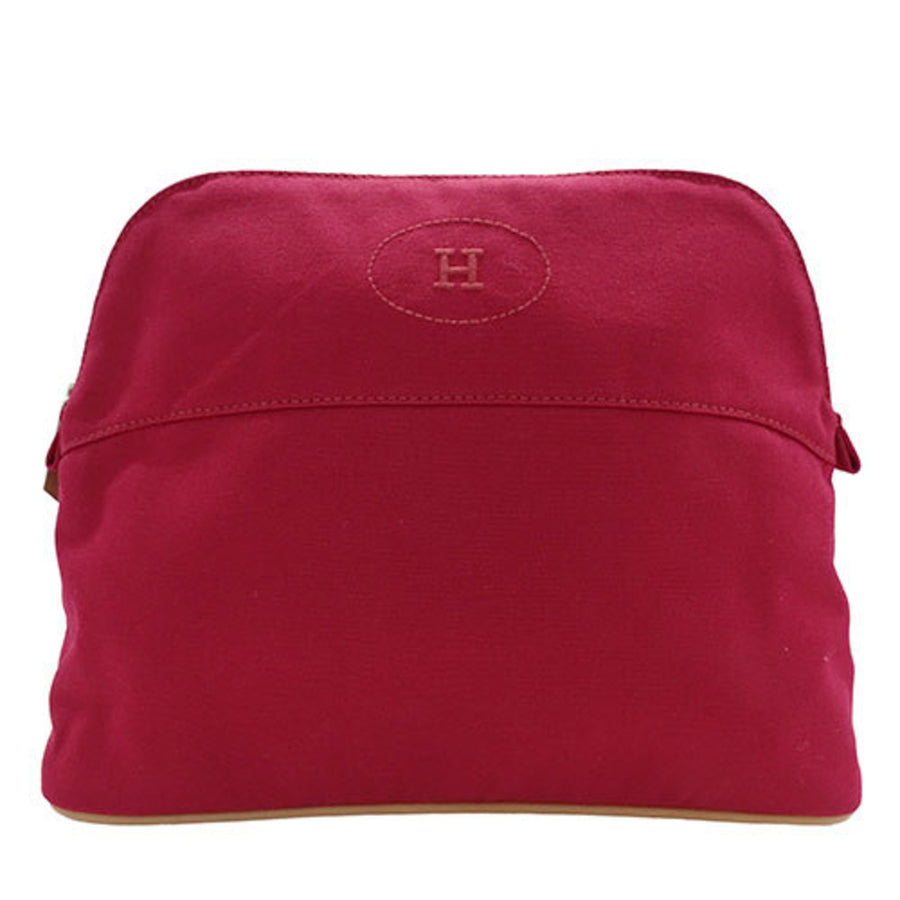 Hermes Cosmetic Pouch Red Canvas