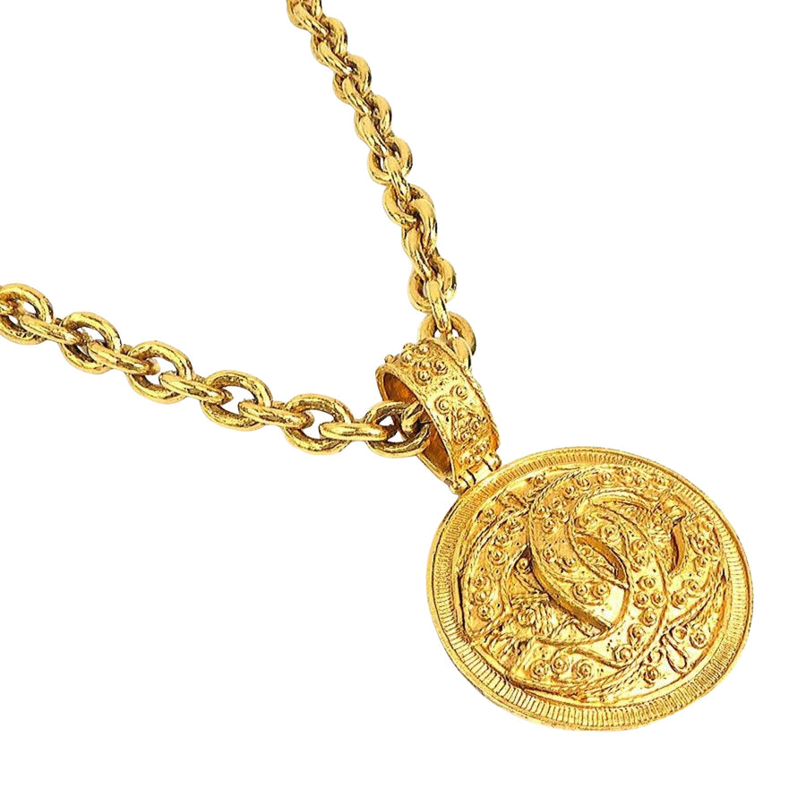 Chanel Vintage CC Medallion Necklace Gold