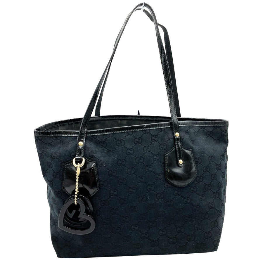Gucci GG Canvas Tote Black Heart Charm
