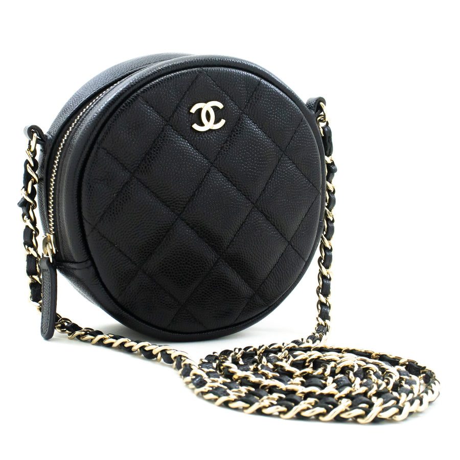 Chanel Round Caviar Leather Shoulder Bag