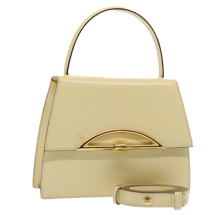Celine Vintage Leather Top Handle Bag Pale Yellow