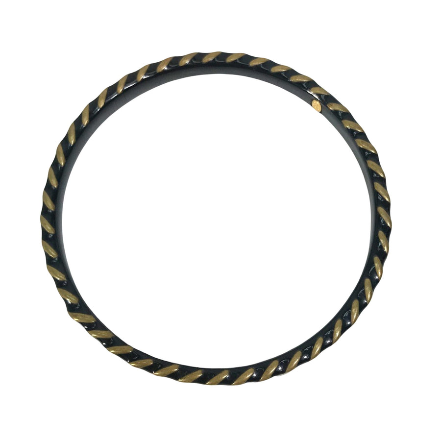 Chanel Black and Gold Bangle Twisted Design