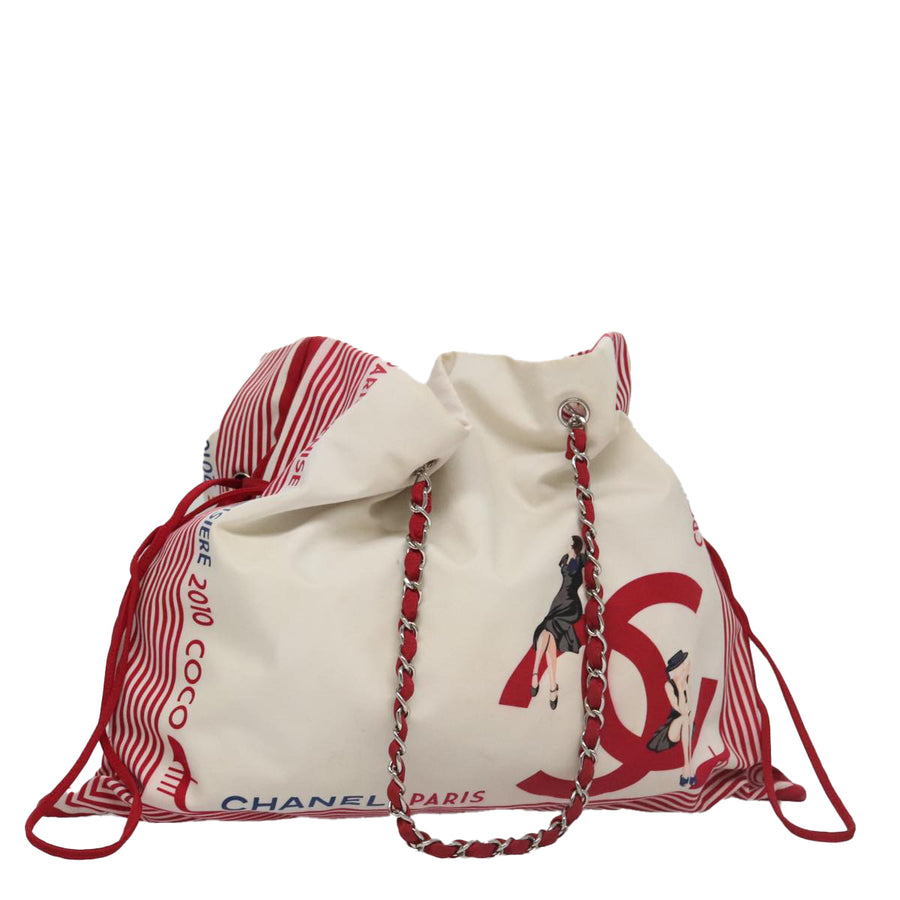 Chanel Coco Coquette Tote Red and White Canvas