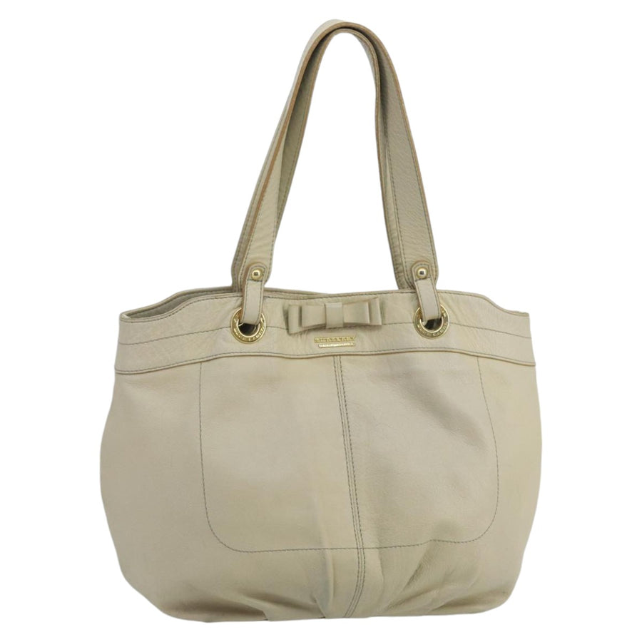 Burberry Bow Tote Bag Beige Leather