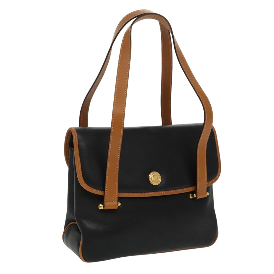 Celine Vintage Leather Shoulder Bag  Black Tan