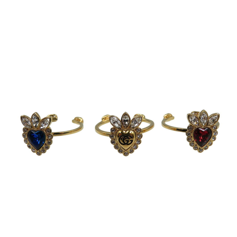 Gucci Heart Ring  Crystal Embellished  Statement  Gucci Crystal Heart Ring  Gold-Tone Brass  Luxury Heart Ring  Statement Piece