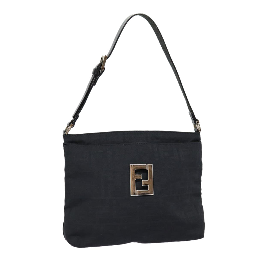 Fendi Zucca Shoulder Bag Black Canvas
