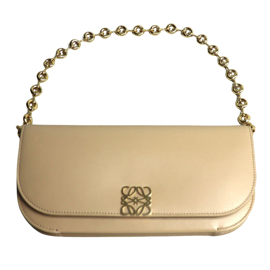 Loewe Puzzle Chain Wallet Beige Leather