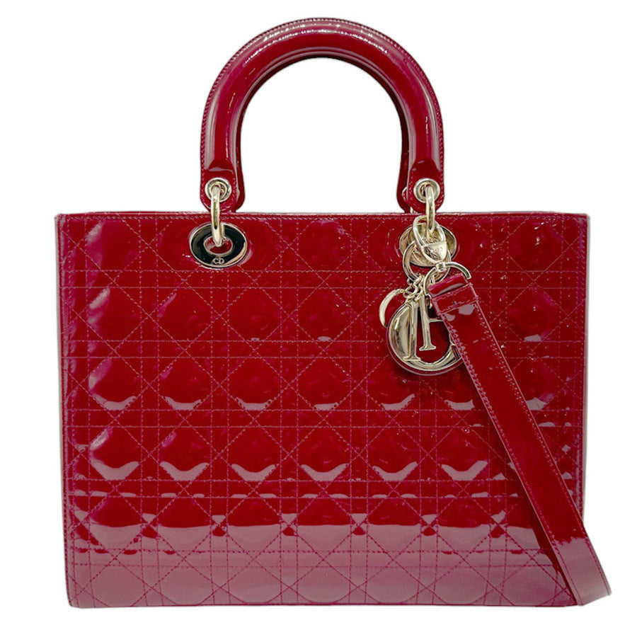 Dior Lady Dior Patent Tote Red