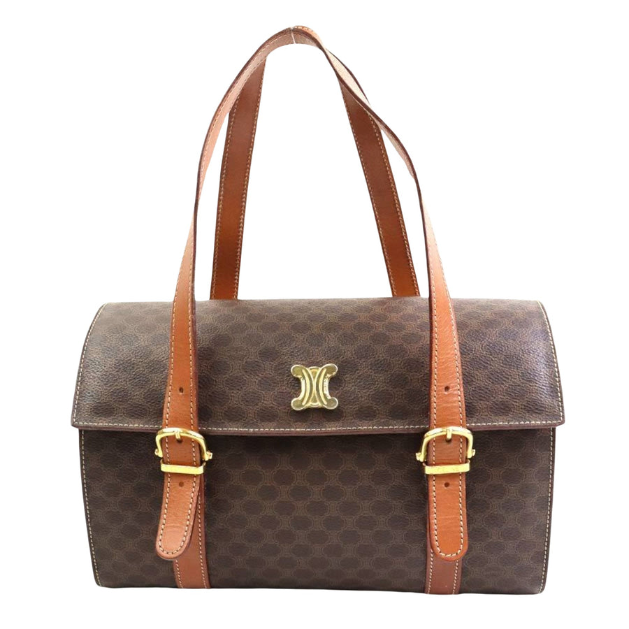 Celine Vintage Celine Macadam Brown Leather Trim Handbag