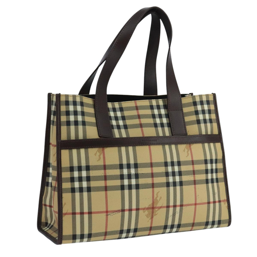 Burberry Beige Canvas Tote Equestrian Knight Design