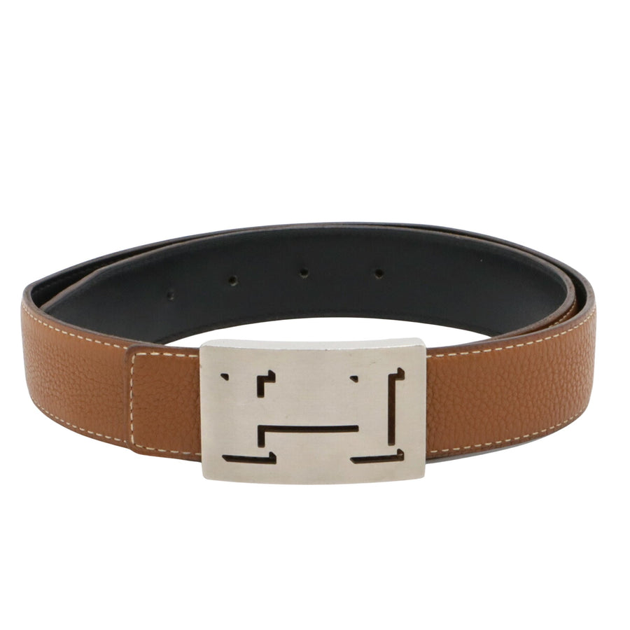 Hermes Leather Belt Silver Buckle