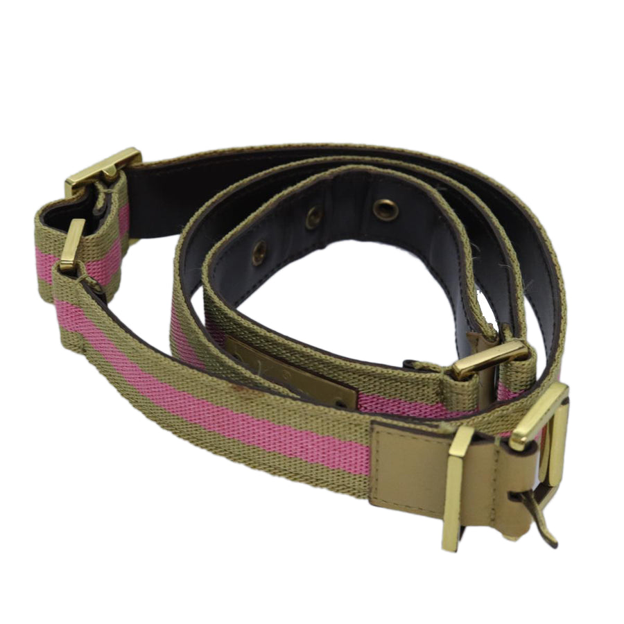 Gucci Gucci Beige Pink Striped Canvas Belt
