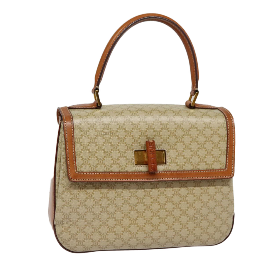 Celine Vintage Monogram Canvas Leather Top Handle
