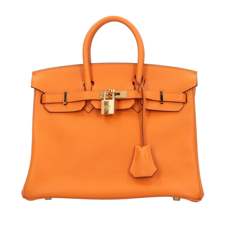 Hermes Birkin 25 Handbag Orange Leather