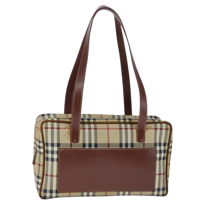 Burberry Classic Check Tote Brown Leather Accents