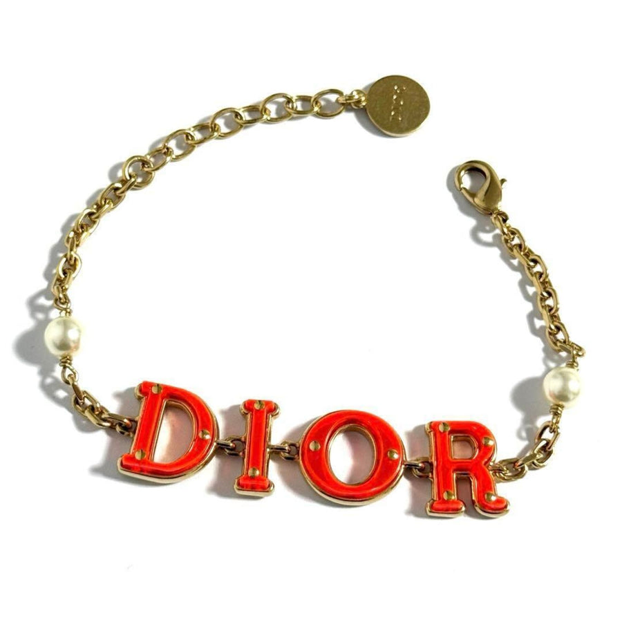 Dior DIOR Bracelet Red Enamel Pearl Charm
