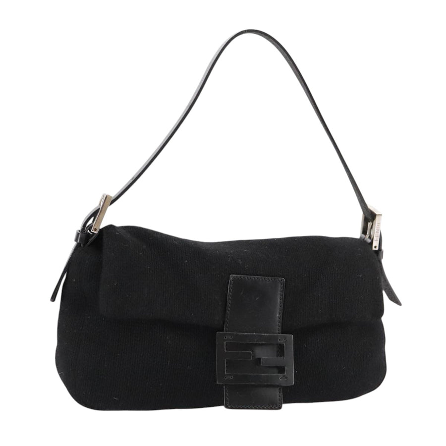 Fendi Baguette Black Canvas Shoulder Bag