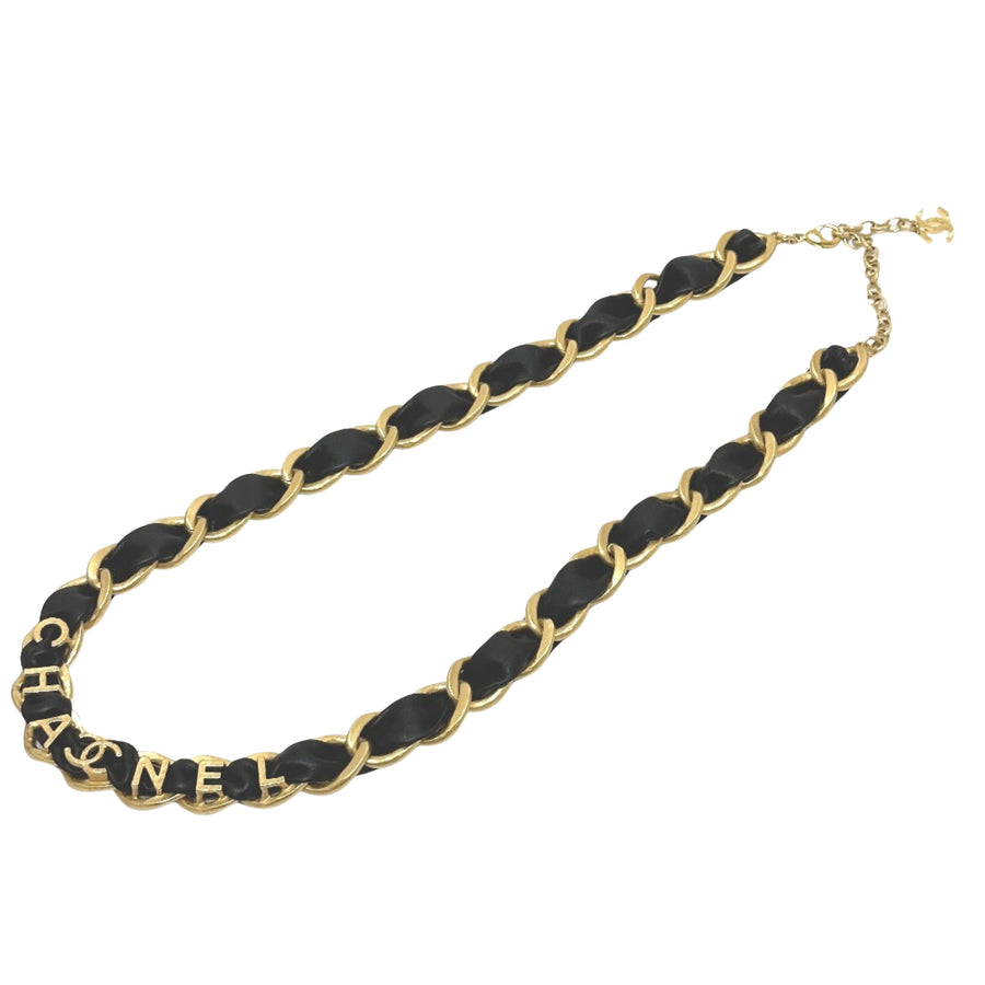 Chanel Chanel Logo Leather Chain Necklace