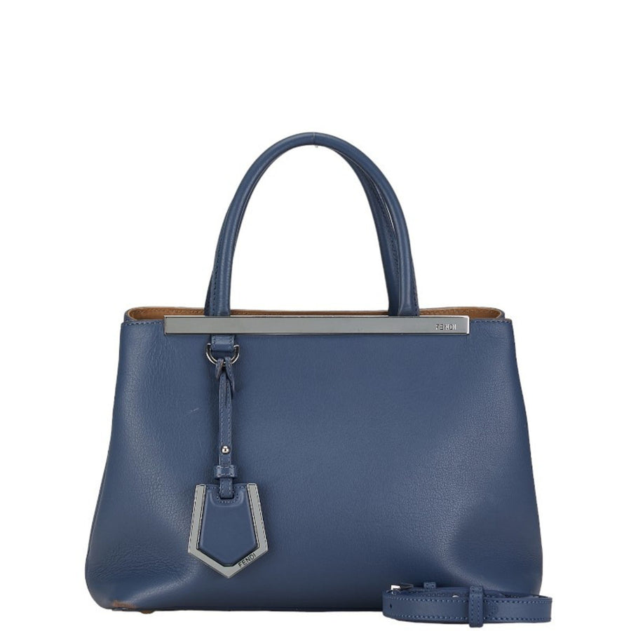 Fendi Peekaboo Iconic Mini Handbag Blue Leather