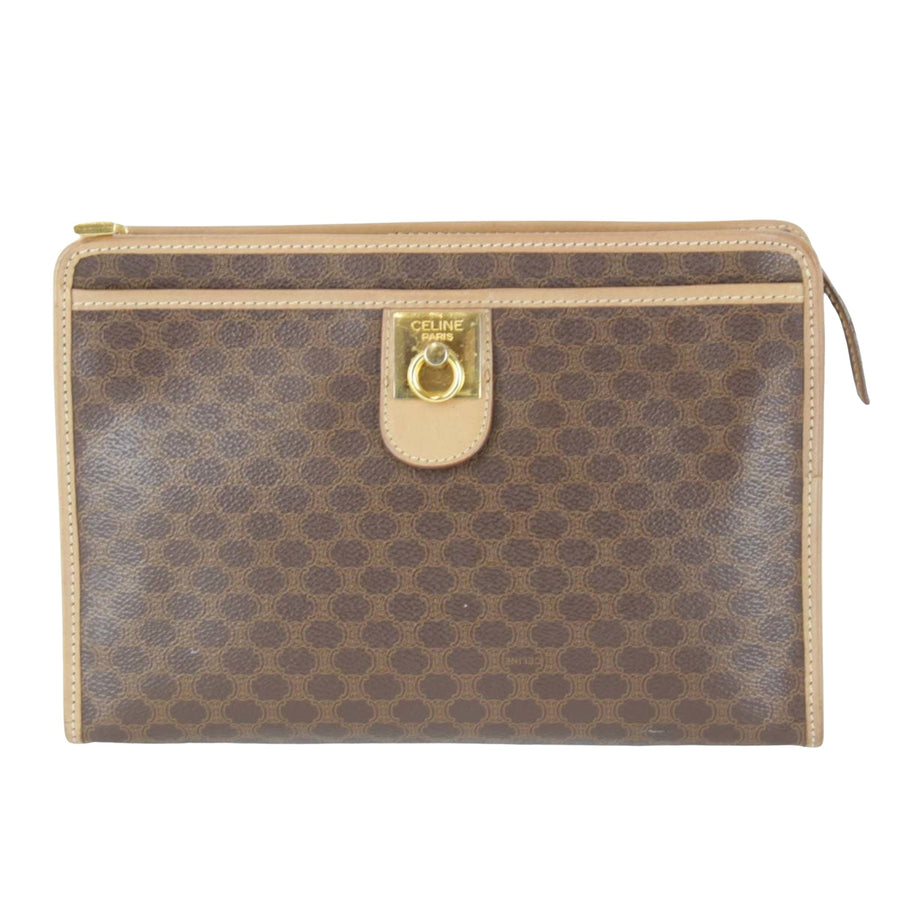 Celine Vintage Macadam Clutch Brown
