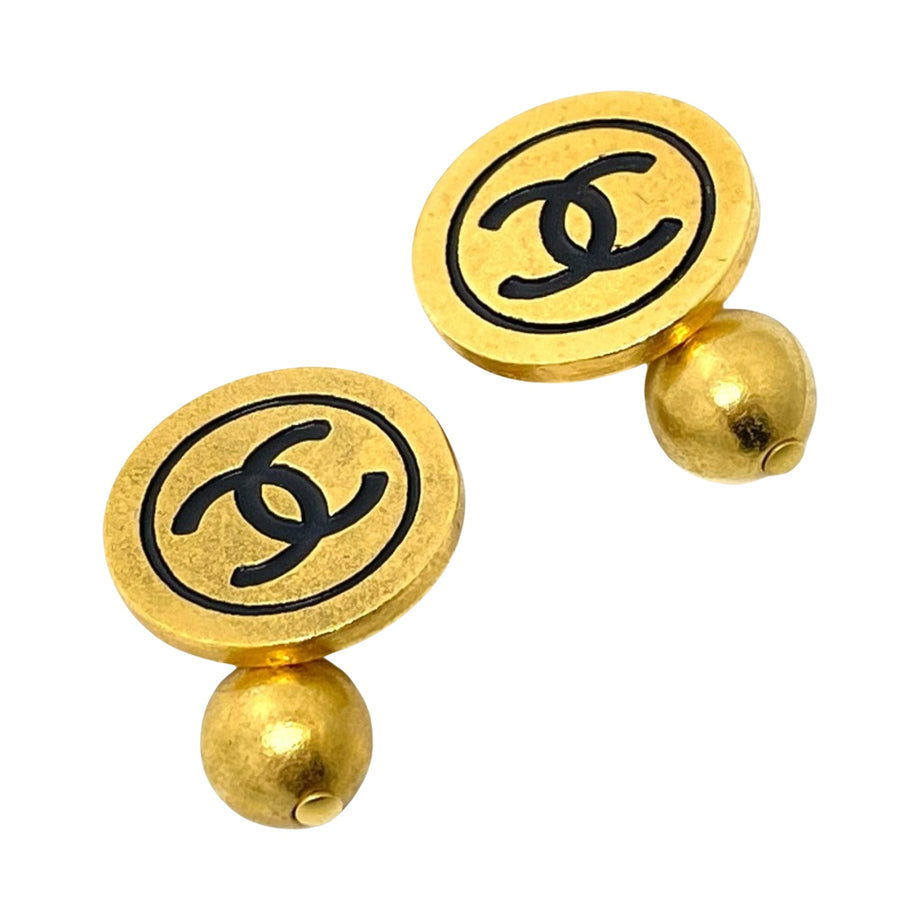 Chanel Vintage CC Logo Earrings Round Disc Dangle