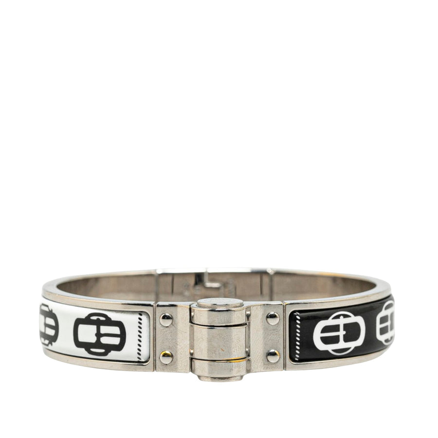 Hermes Collier de Chien Bracelet Black  White Enamel