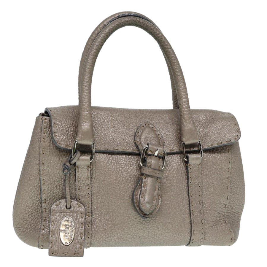 Fendi elleria Handbag Taupe Leather