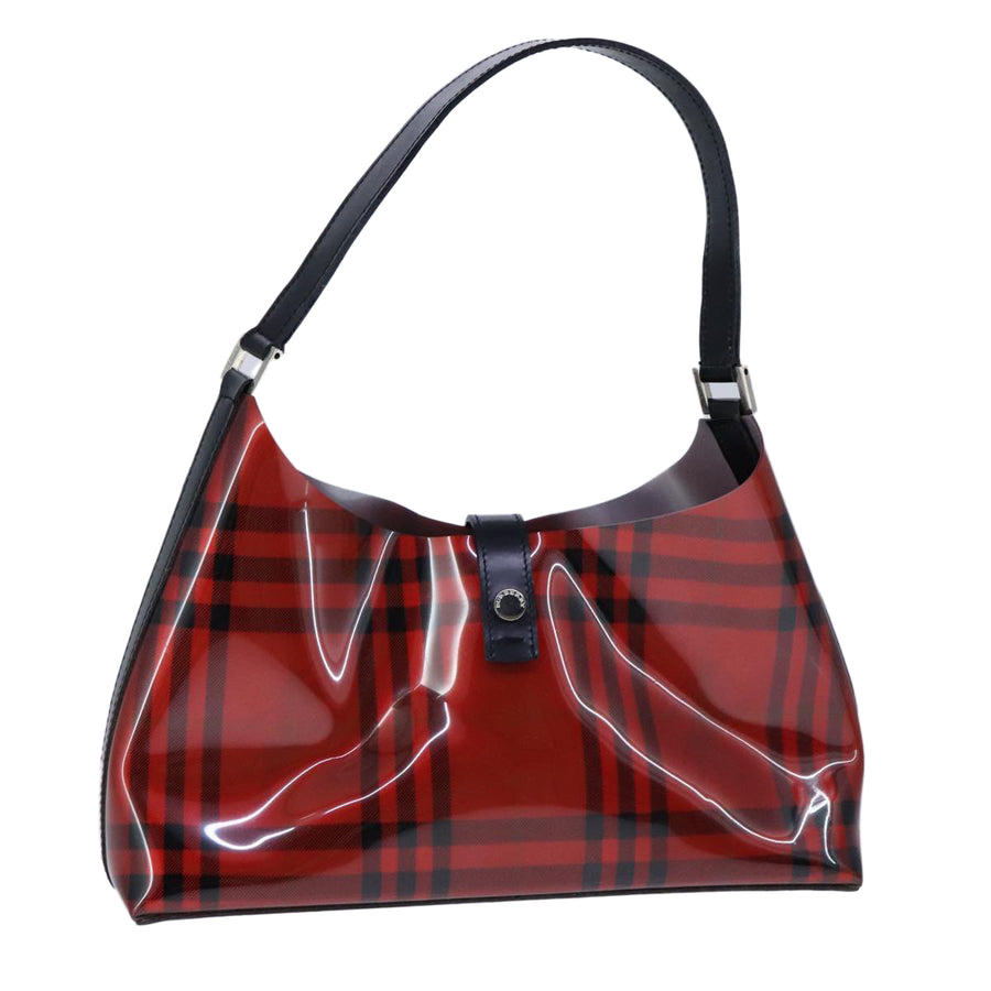 Burberry Patent Leather Shoulder Bag Red Plaid