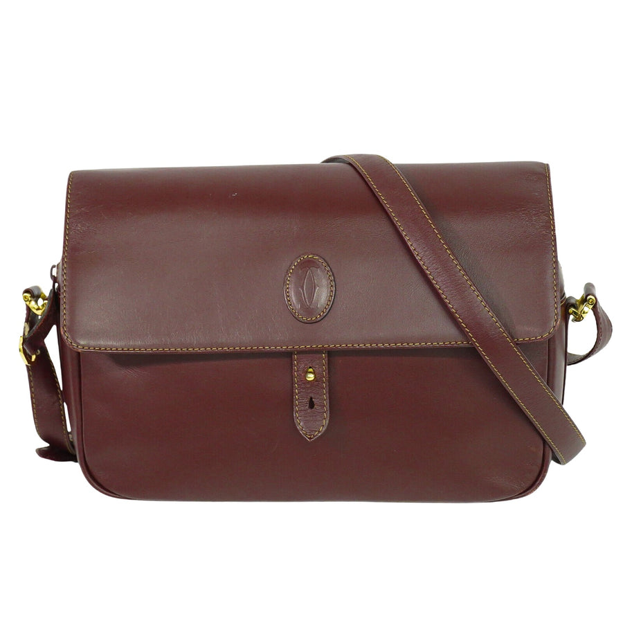Cartier Vintage Leather Shoulder Bag Classic Style