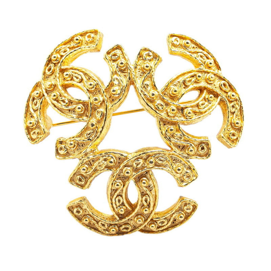 Chanel Vintage CC Brooch GoldTone