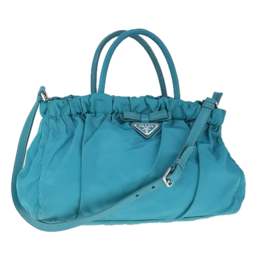 Prada Tessuto Vela Drawstring Bag Teal Shoulder Bag