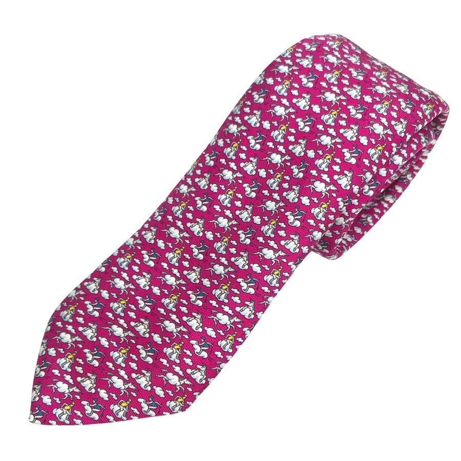 Hermes Cavaliere Silk Tie Horse Print