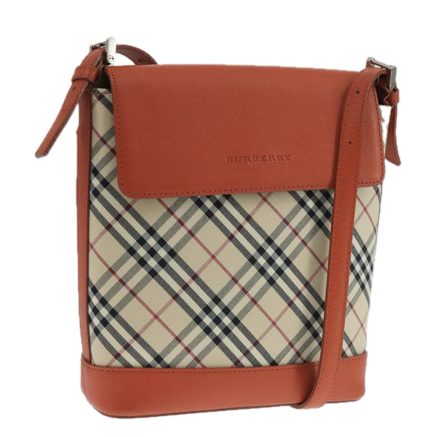 Burberry Orange Leather Crossbody Bag Nova Check Pattern