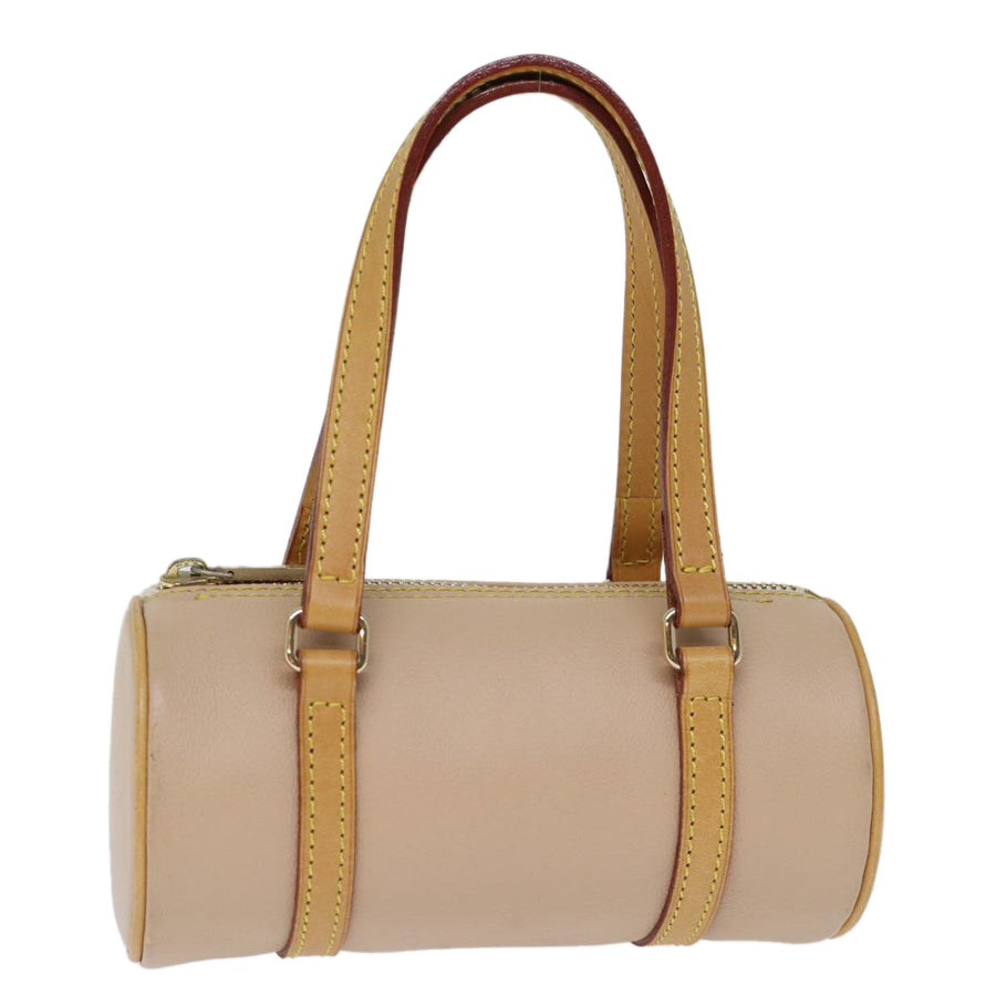 Burberry Cylinder Handbag Beige Leather