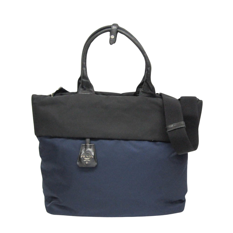 Prada Twotone Tote Bag Nylon Leather Style