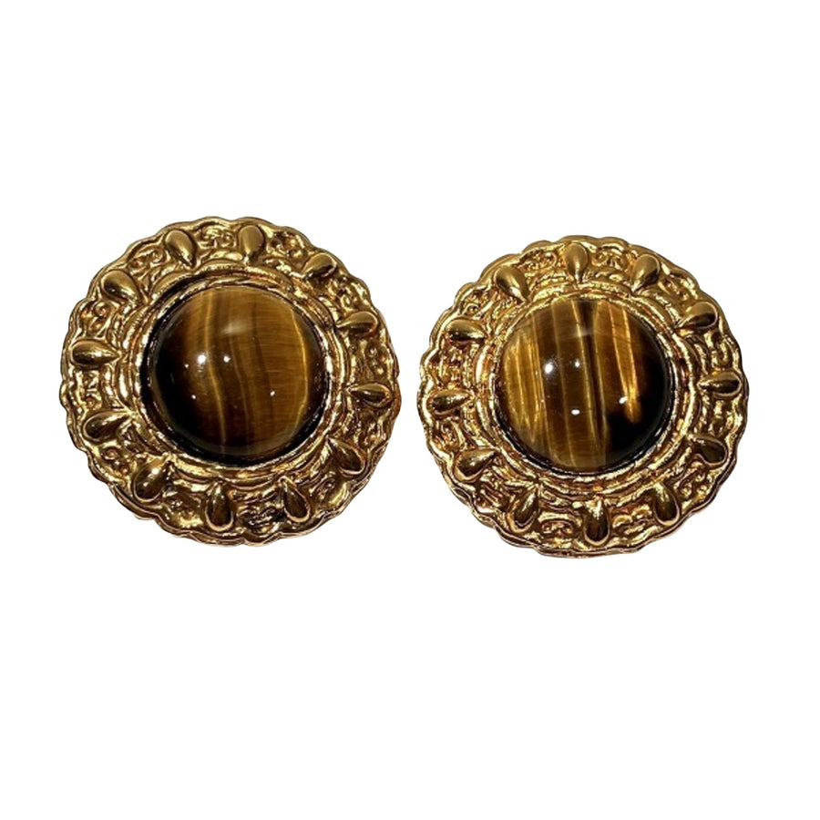 Chanel Tiger Eye Clipon Earrings