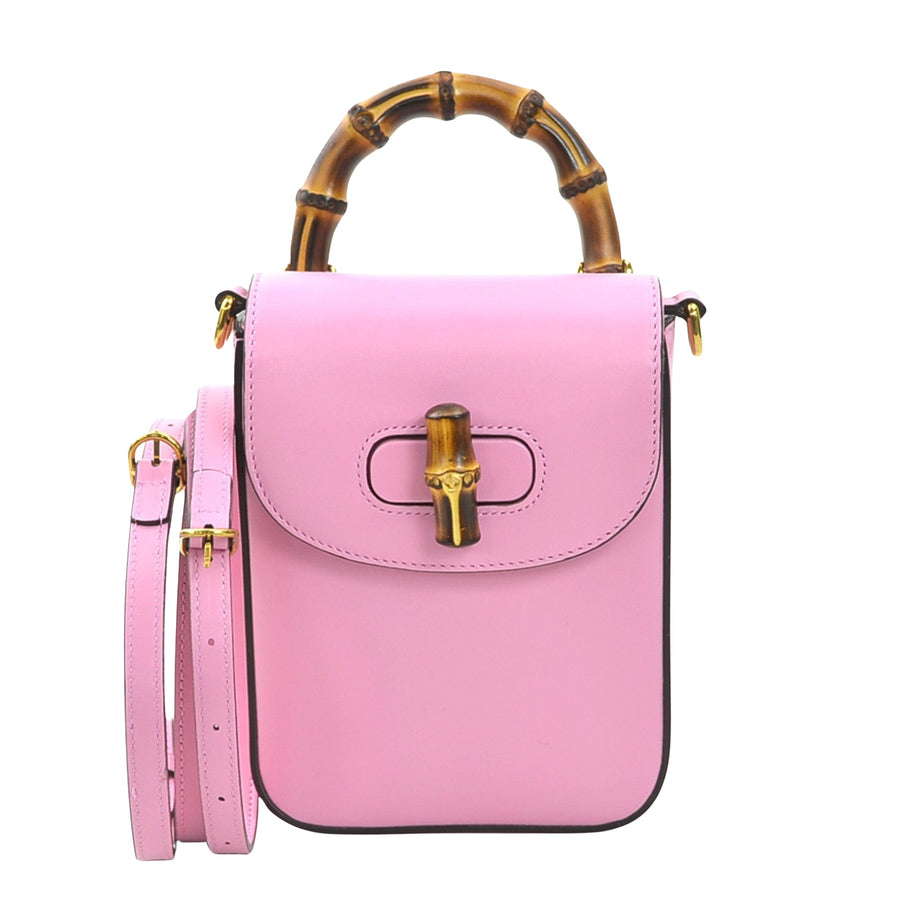 Gucci Bamboo 1947 Pink Leather Shoulder Bag