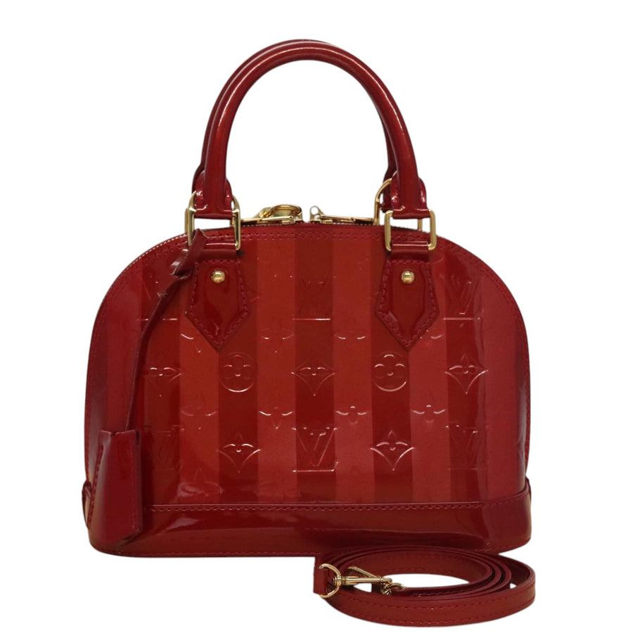 Louis Vuitton Alma BB Monogram Vernis Red Patent Leather Handbag