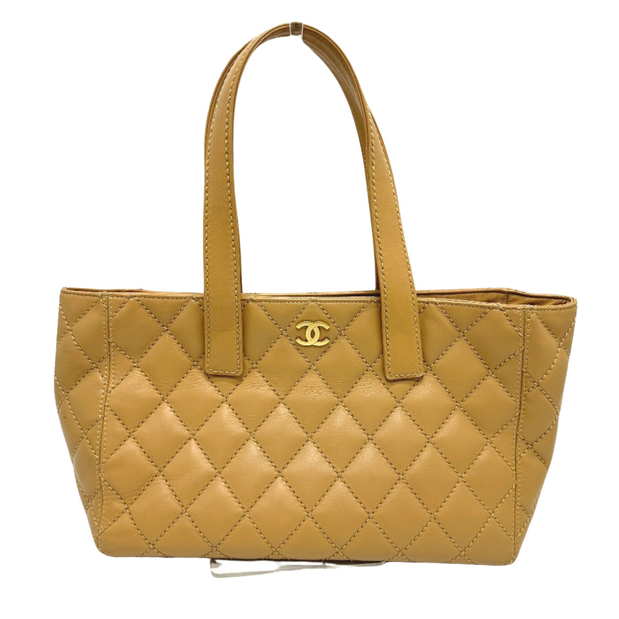Chanel Classic Quilted Tote Bag Beige Lambskin